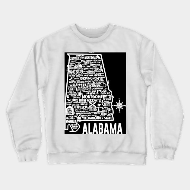 Alabama Map Crewneck Sweatshirt by fiberandgloss